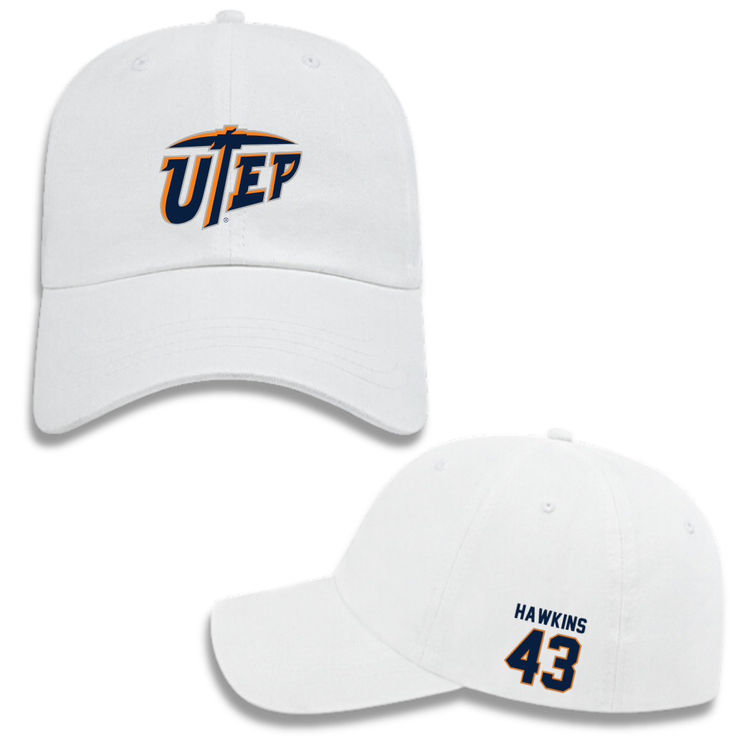 University of Texas at El Paso Football White Hat - #43 Garrett Hawkins