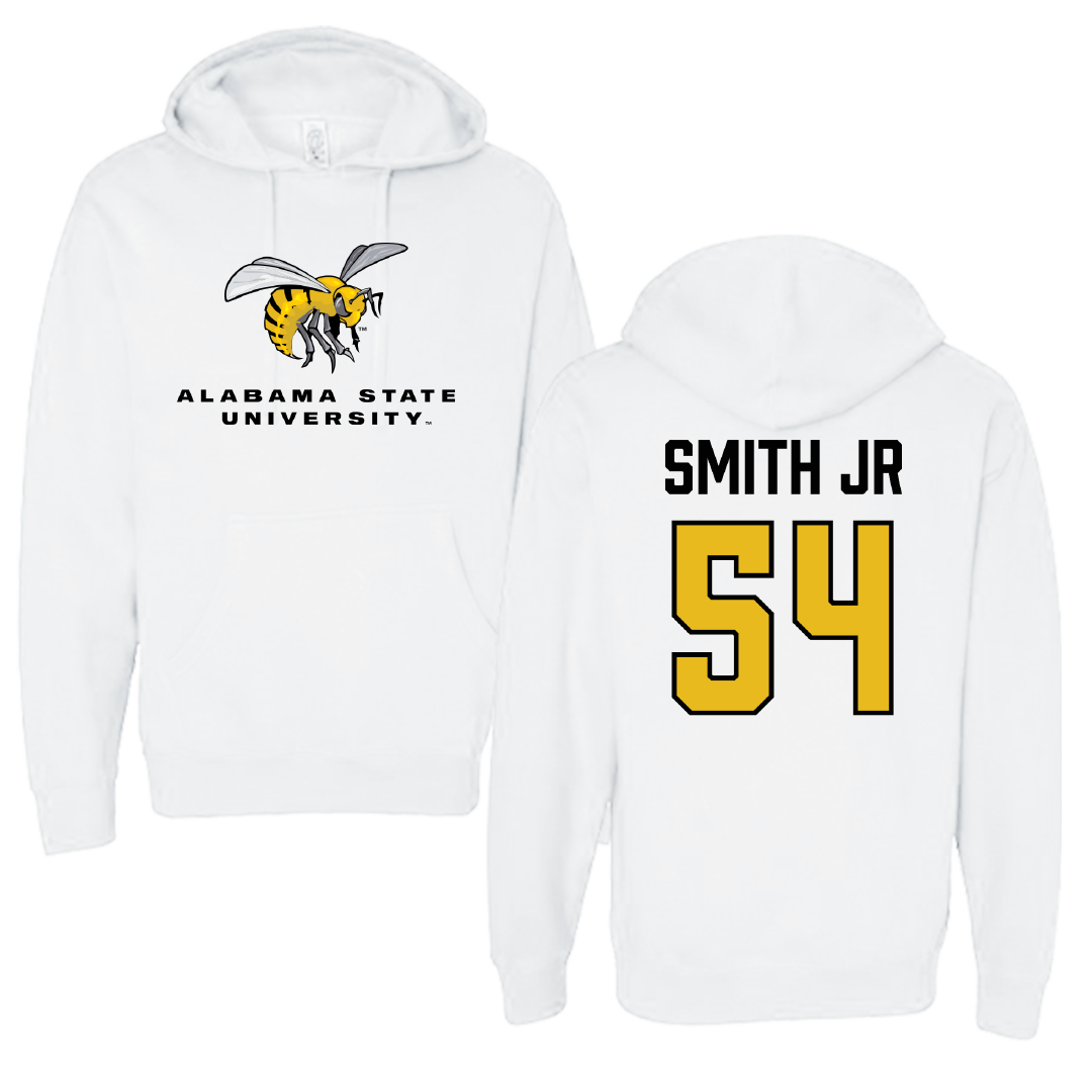 Alabama State University Football White Block Hoodie - #54 Patrick Smith Jr