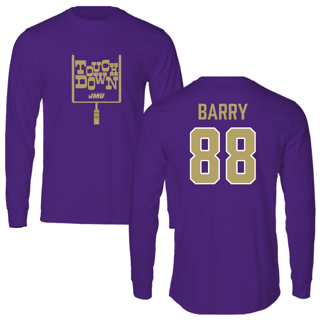 James Madison University Football Purple Touchdown Performance Long Sleeve - #88 Ibrahim Barry