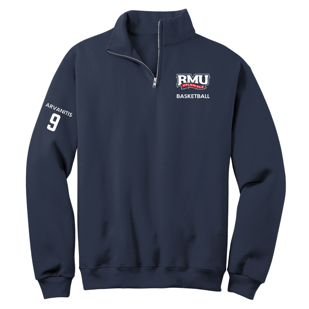 Robert Morris University Basketball (M) Navy Quarter-Zip - #9 Cyril Arvanitis