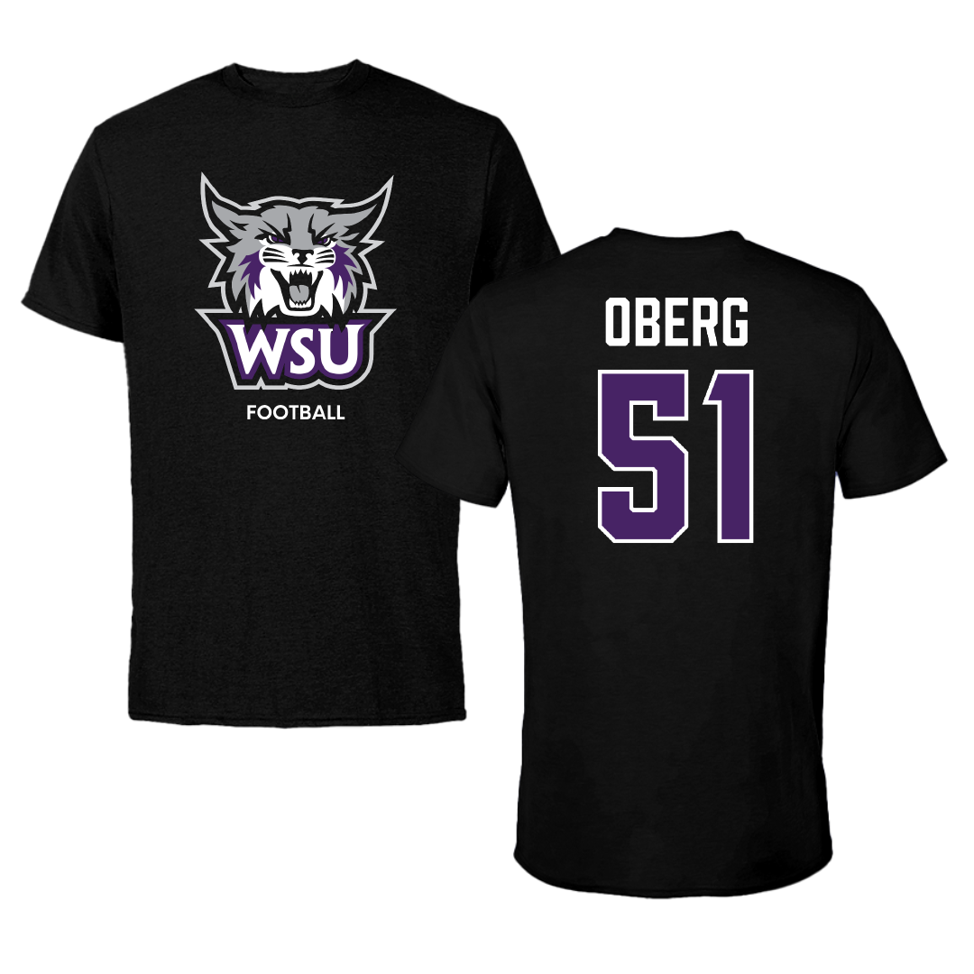 Weber State University Football Black Performance Tee - #51 Ashden Oberg