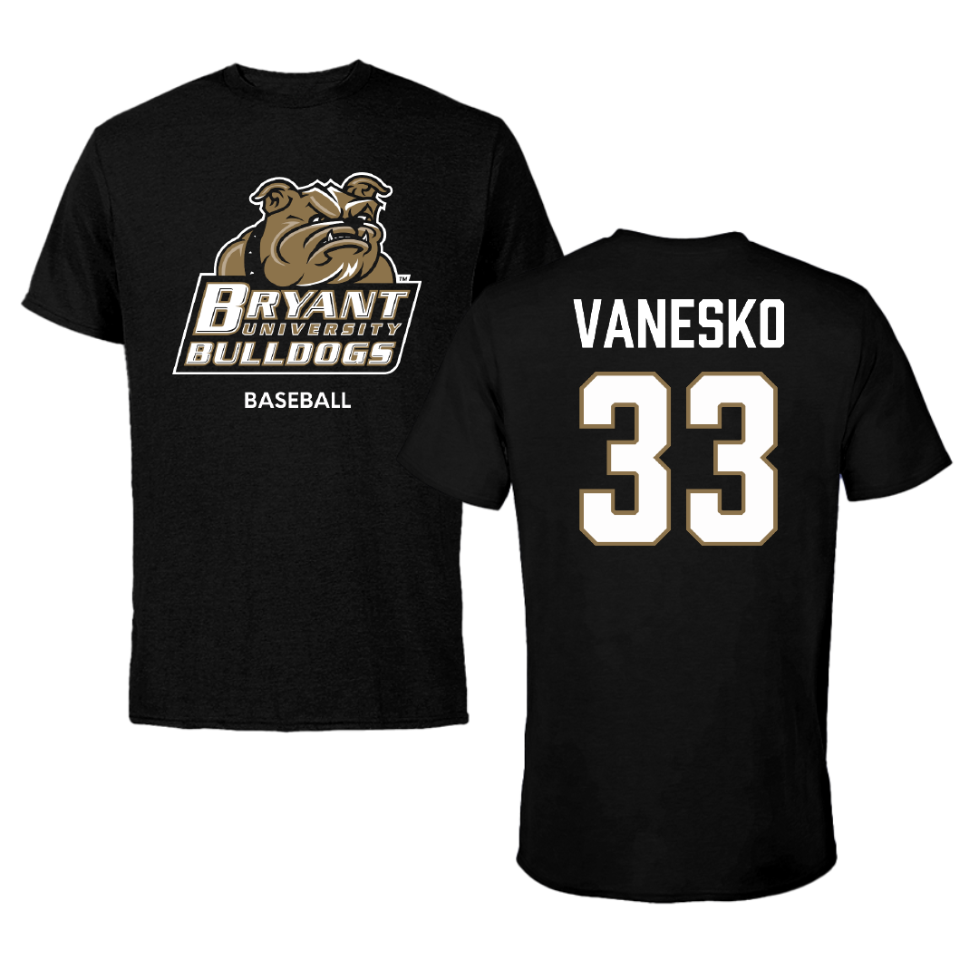 Bryant University Baseball Black Performance Tee - #33 Jackson Vanesko