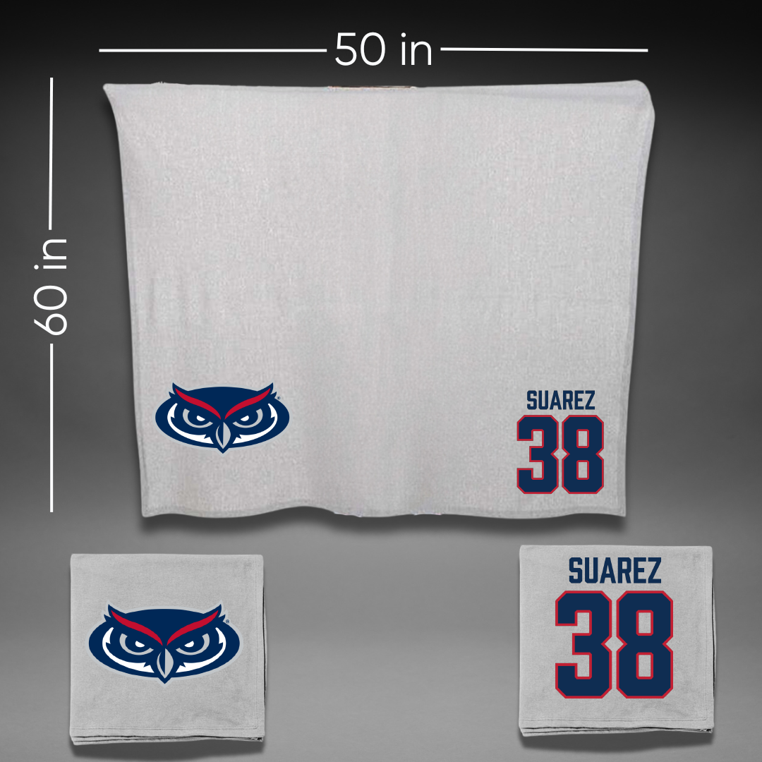 Florida Atlantic University Football Gray Blanket - #38 Morgan Suarez