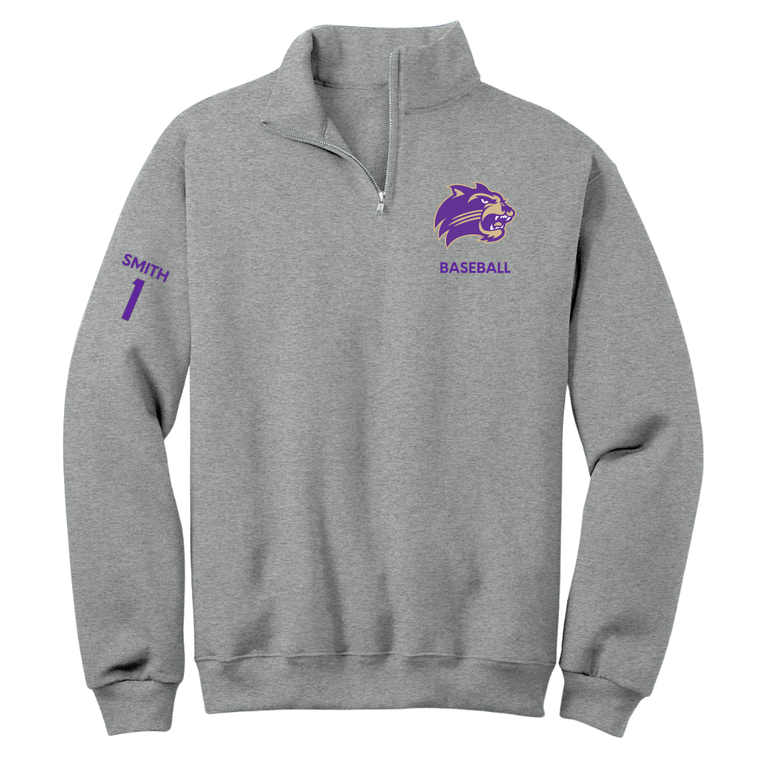 Western Carolina University Baseball Sport Gray Quarter-Zip - #1 Elijah Smith