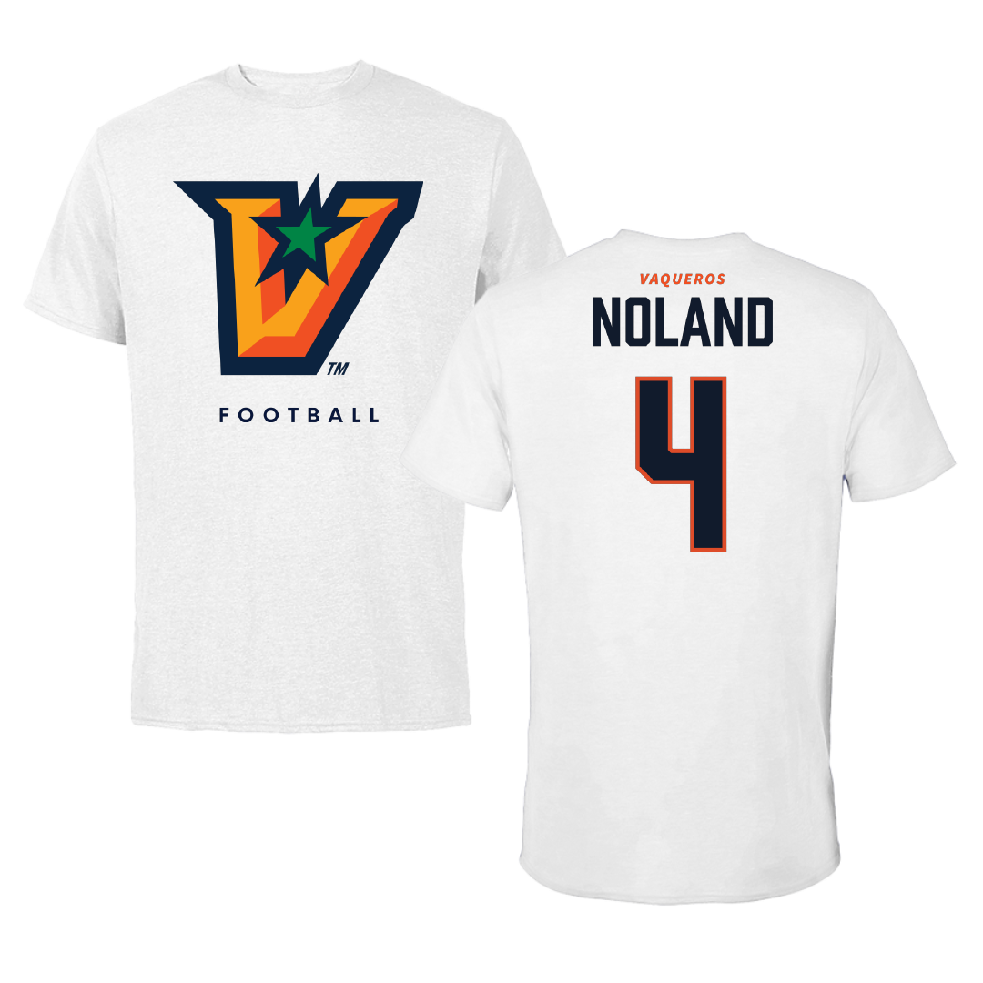 The University of Texas Rio Grande Valley Football White Tee - #4 Xayvion Noland