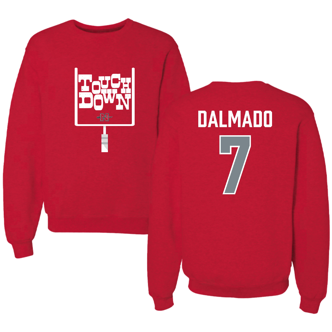 Nicholls State University Football Red Touchdown Crewneck - #7 Jake Dalmado