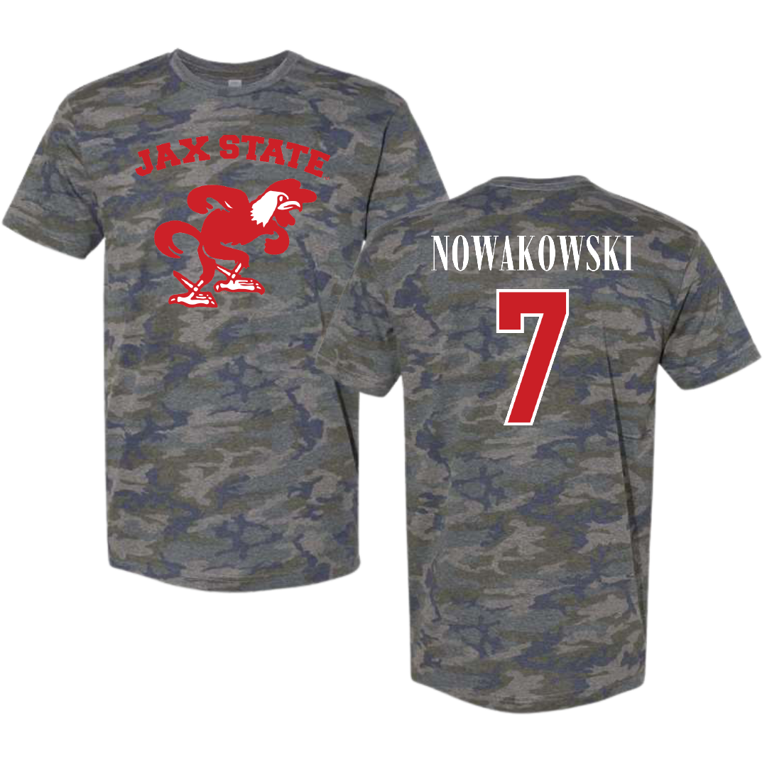 Jacksonville State University Softball Vintage Camo Tee - #7 Morgan Nowakowski