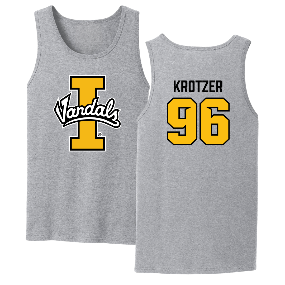 University of Idaho Football Sport Gray Tank Top - #96 Zach Krotzer