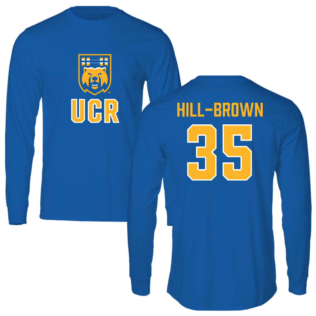 University of California-Riverside Basketball Blue Performance Long Sleeve - #35 Tiairra Hill-Brown