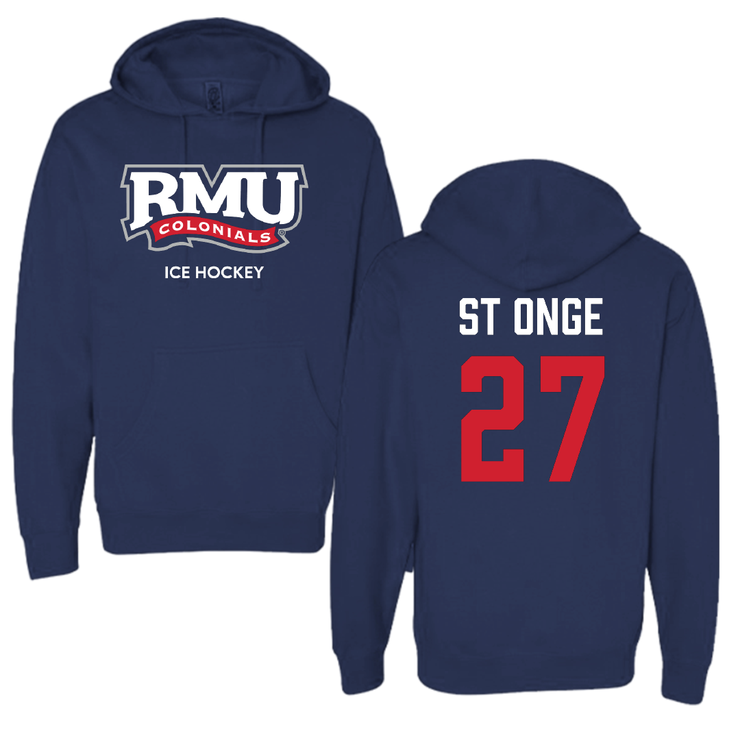 Robert Morris University Ice Hockey (M) Navy Hoodie - #27 Rylee St Onge