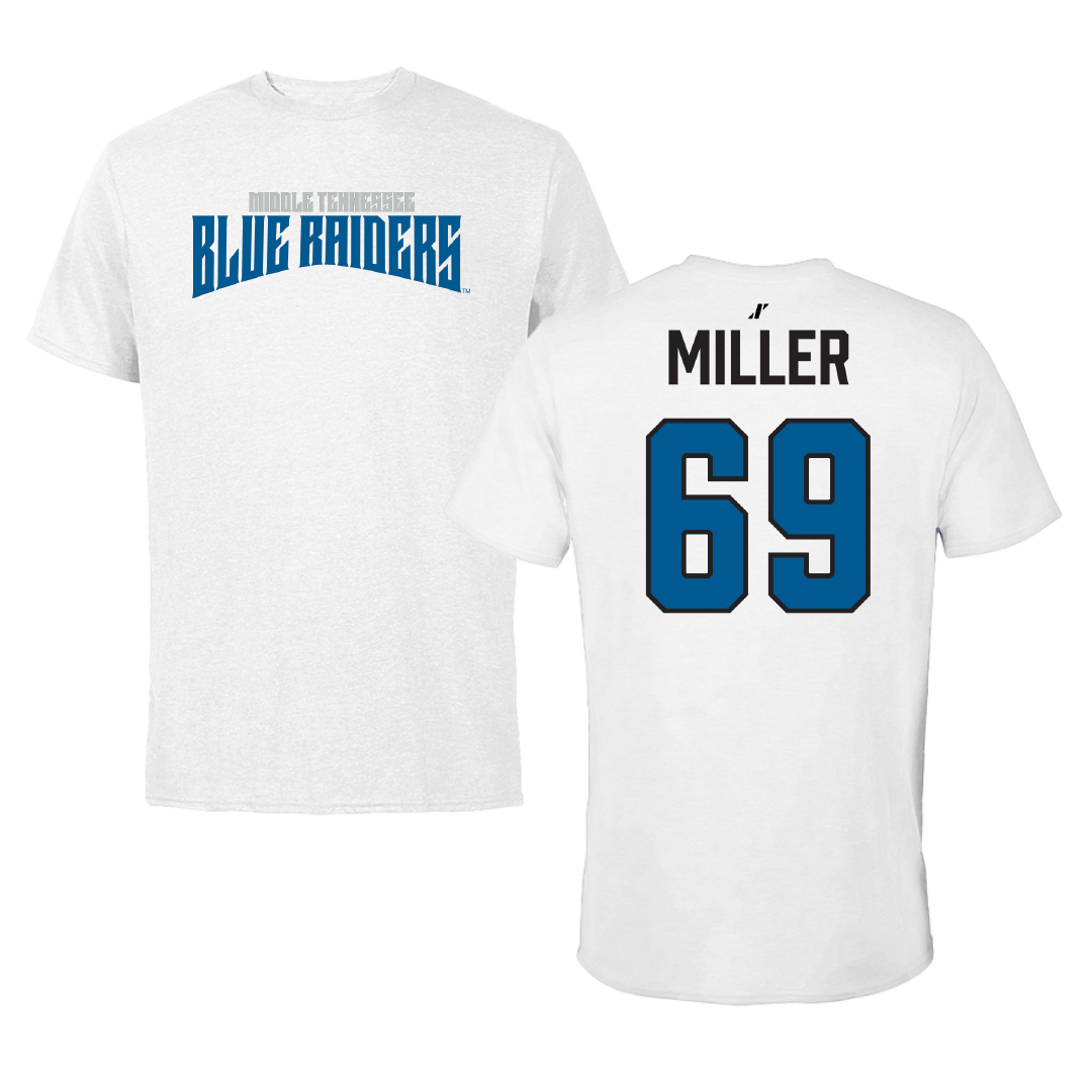 Middle Tennessee State University Football White Classic Tee - #69 Marcus Miller