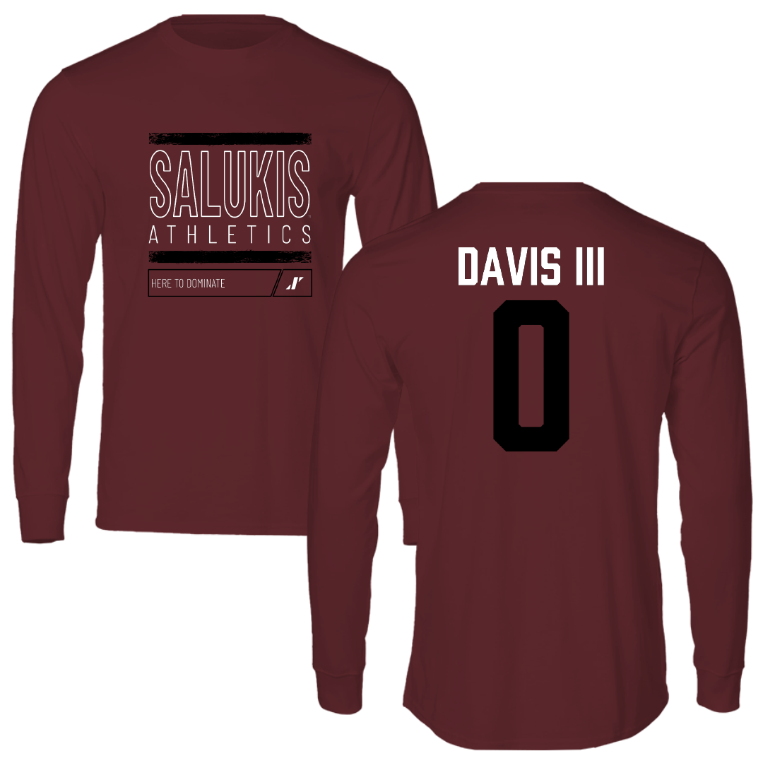 Southern Illinois University at Carbondale Football Maroon Dominate Performance Long Sleeve - #0 Vinson Davis III