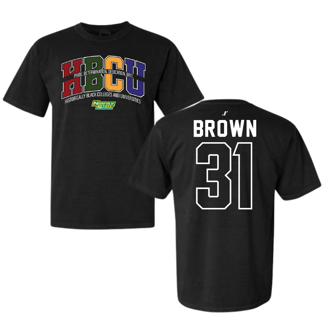 Norfolk State University Basketball Black HBCU Comfort Colors Tee - #31 Cahiem Brown