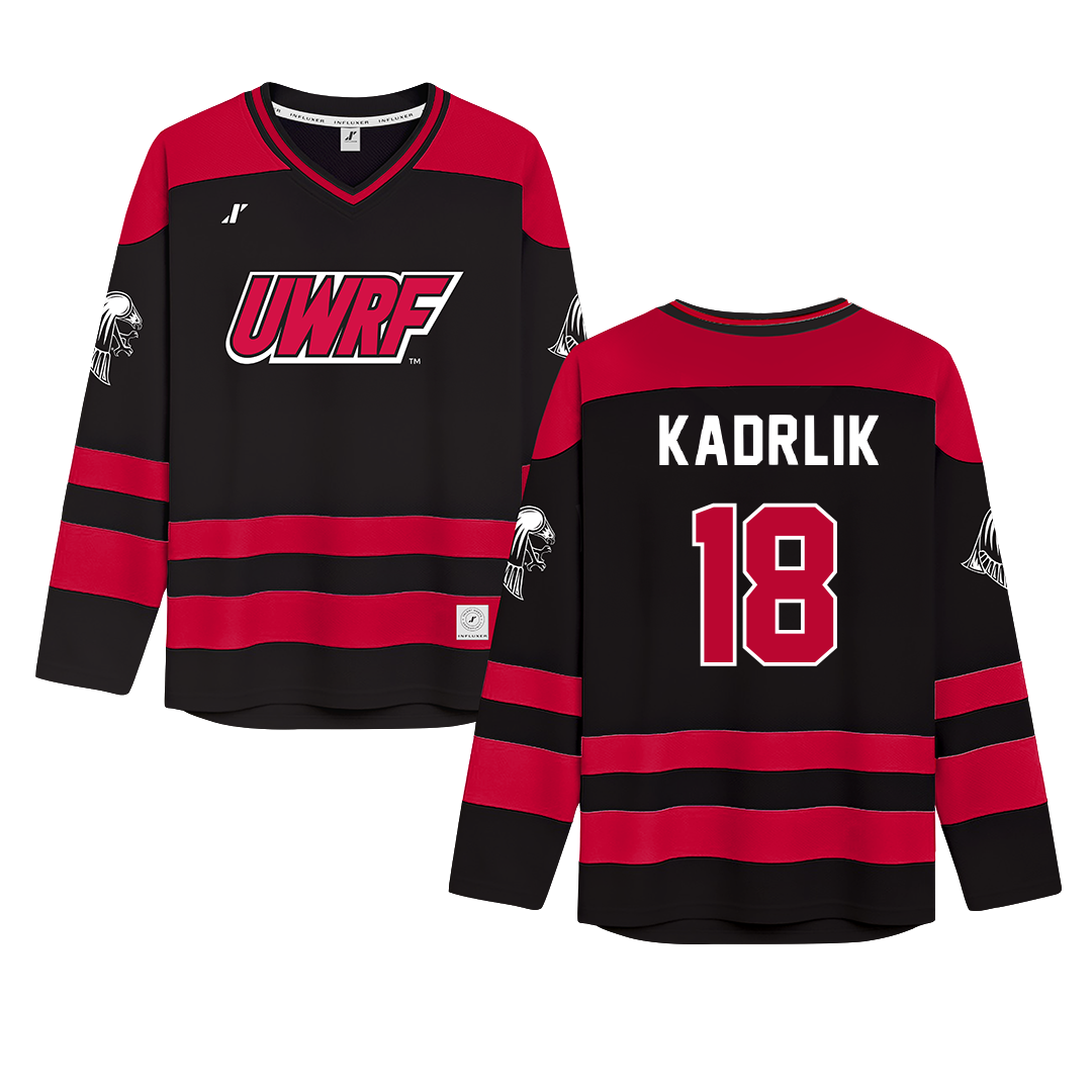 University of Wisconsin-River Falls Black Hockey Jersey - #18 Makenna Kadrlik
