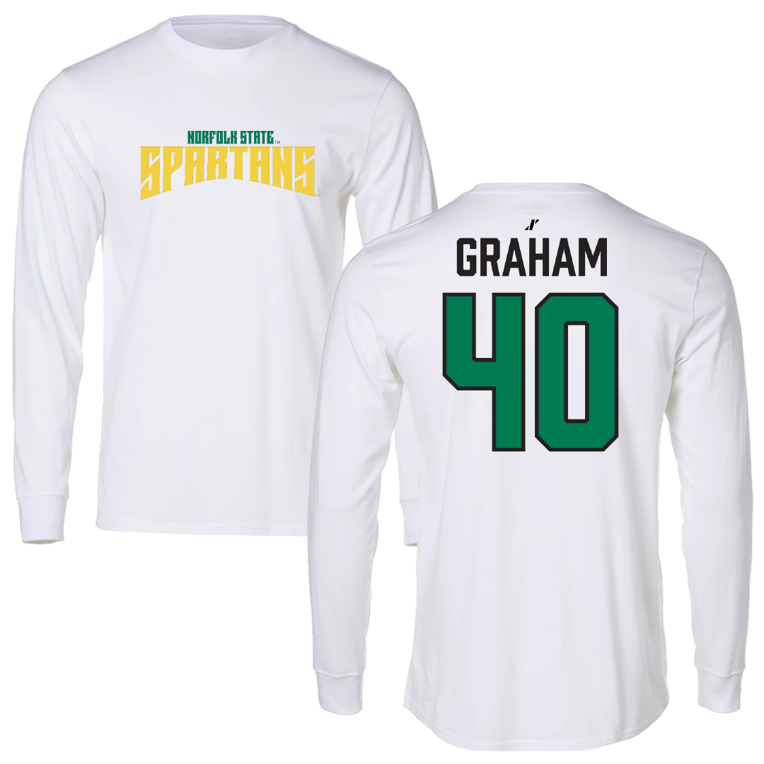 Norfolk State University Football White Classic Performance Long Sleeve - #40 Xavier Graham
