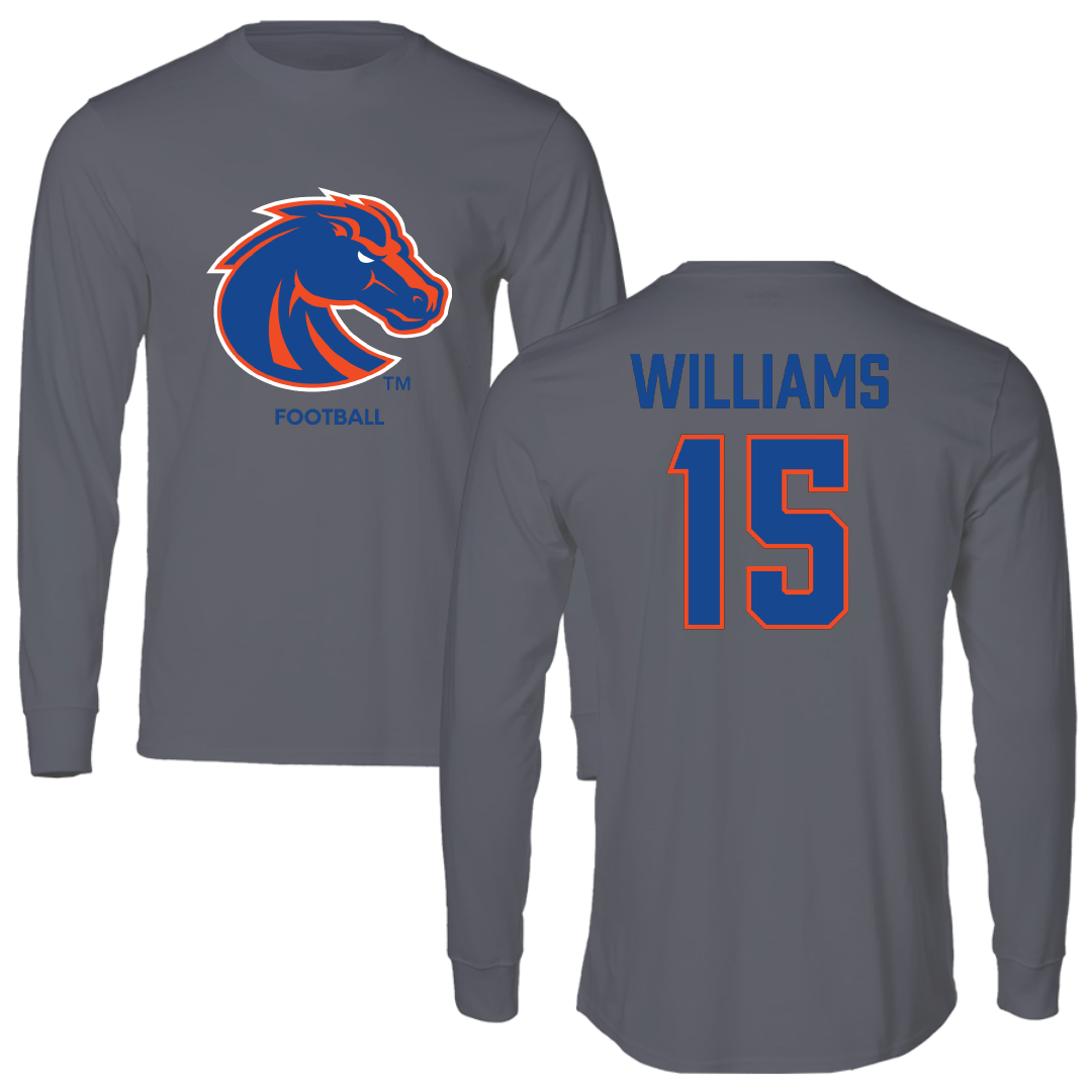 Boise State University Football Dark Gray Long Sleeve - #15 Malakai Williams