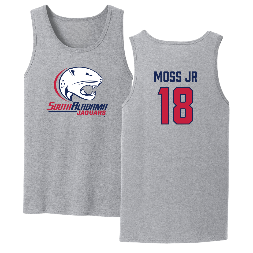University of South Alabama Football Sport Gray Tank Top - #18 RJ Moss Jr