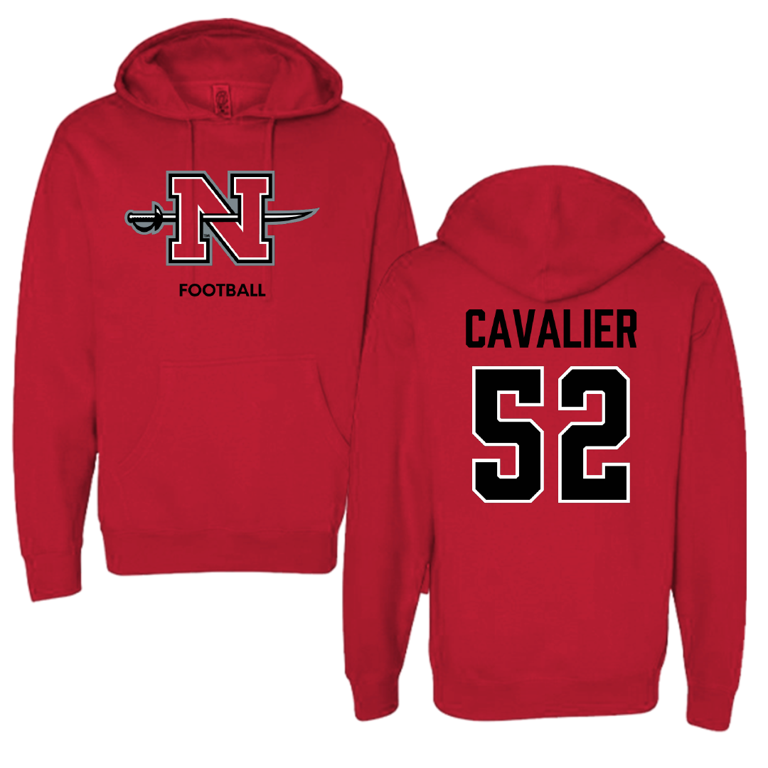 Nicholls State University Football Red Hoodie - #52 Andrew Cavalier