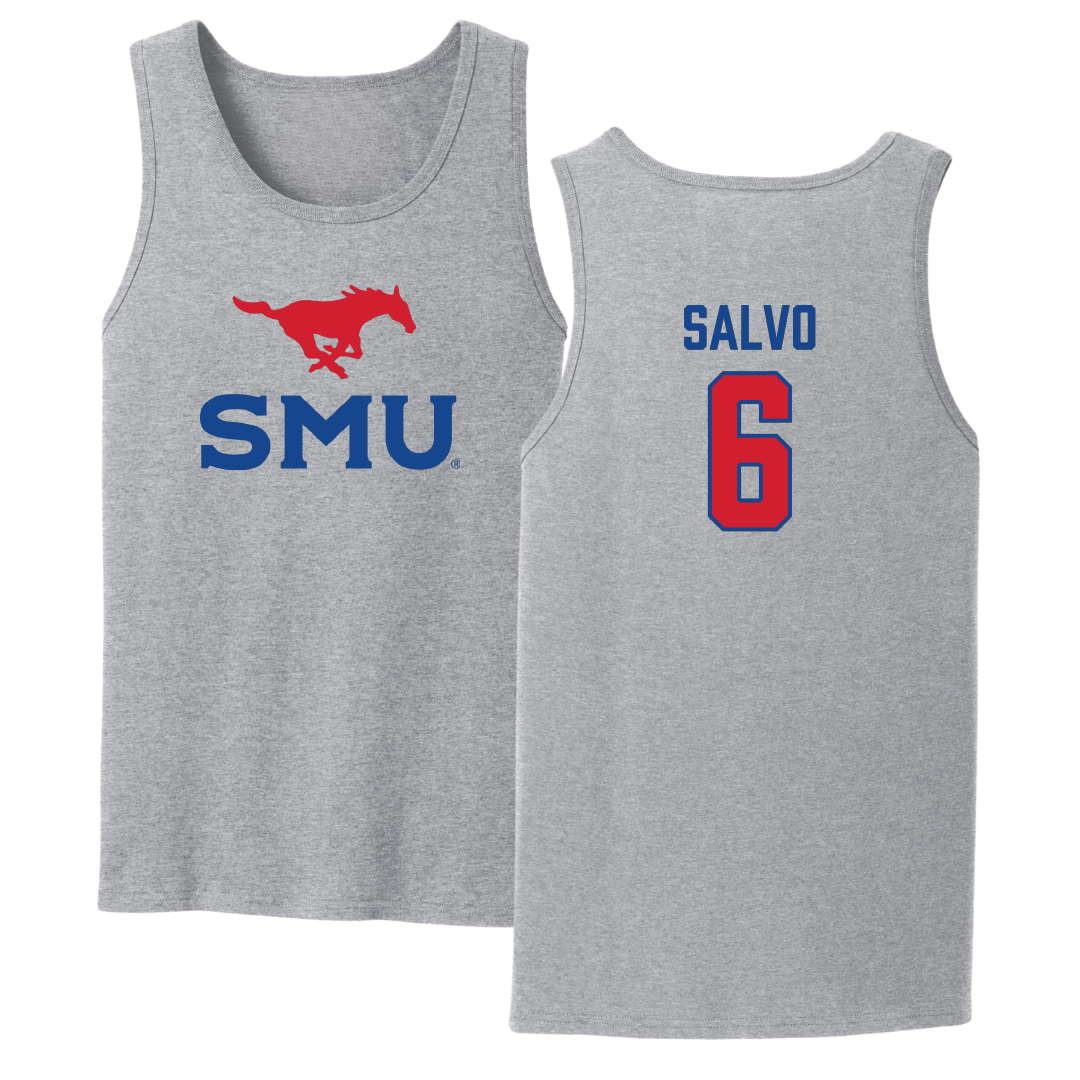 Southern Methodist University Soccer Sport Gray Tank Top - #6 Alex Salvo