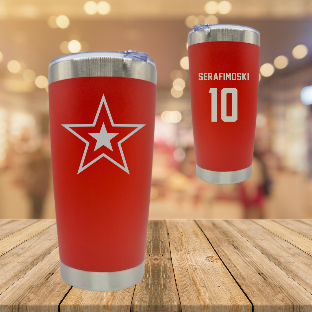 Robert Morris University Basketball Red Stainless Steel Tumbler - #10 Vasilije Serafimoski