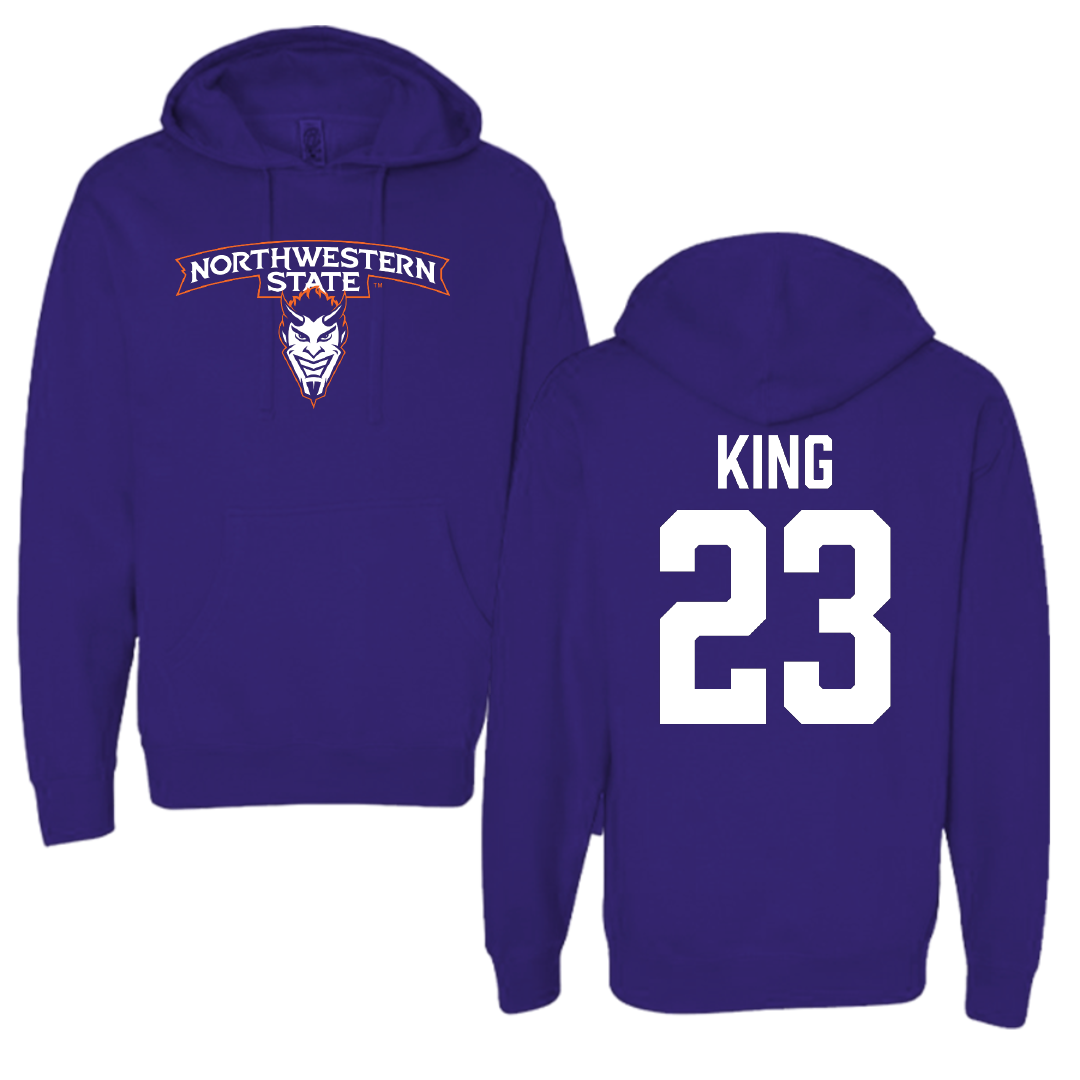 Northwestern State University Football Purple Hoodie - #23 Jackson King