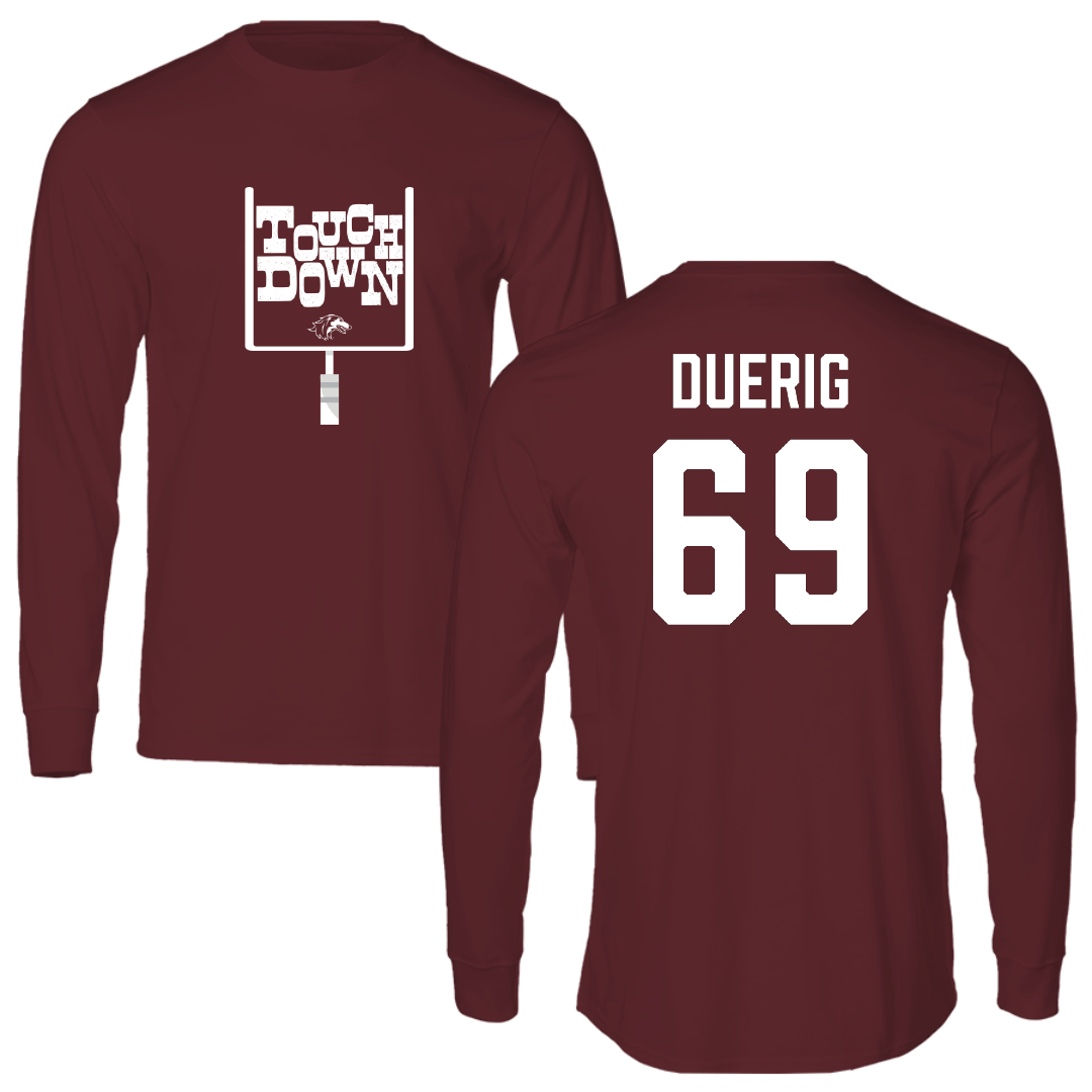 Southern Illinois University at Carbondale Football Maroon Touchdown Long Sleeve - #69 Aidan Duerig