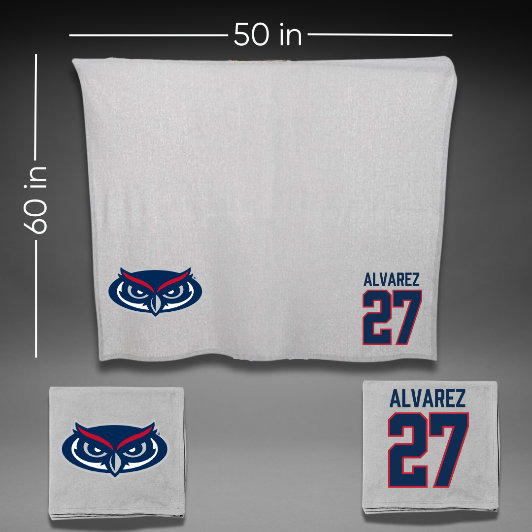 Florida Atlantic University Baseball Gray Blanket - #27 David Alvarez