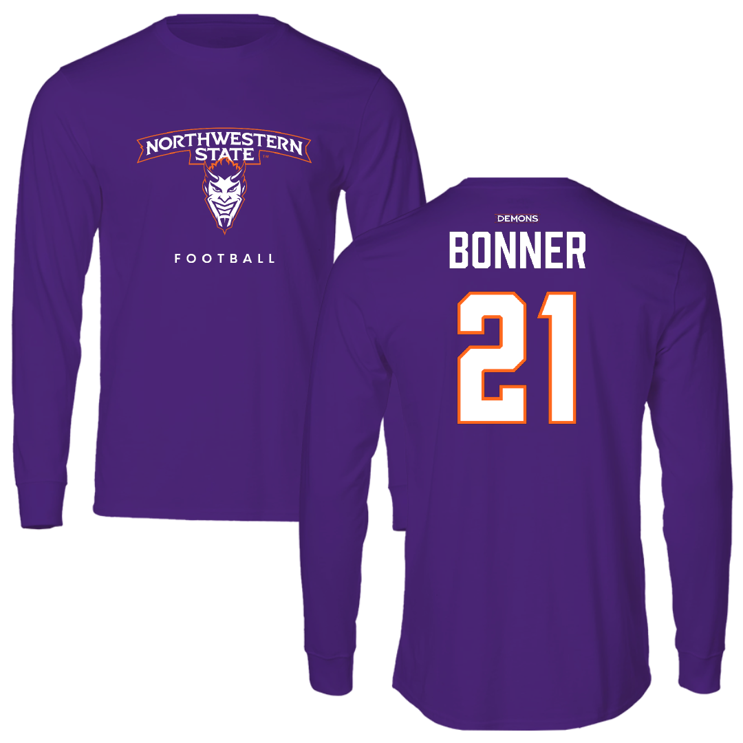Northwestern State University Football Purple Performance Long Sleeve - #21 Ja’Marion Bonner