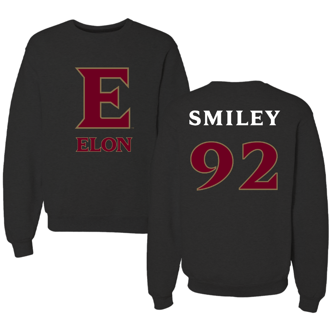 Elon University Football Black Crewneck - #92 Brandon Smiley