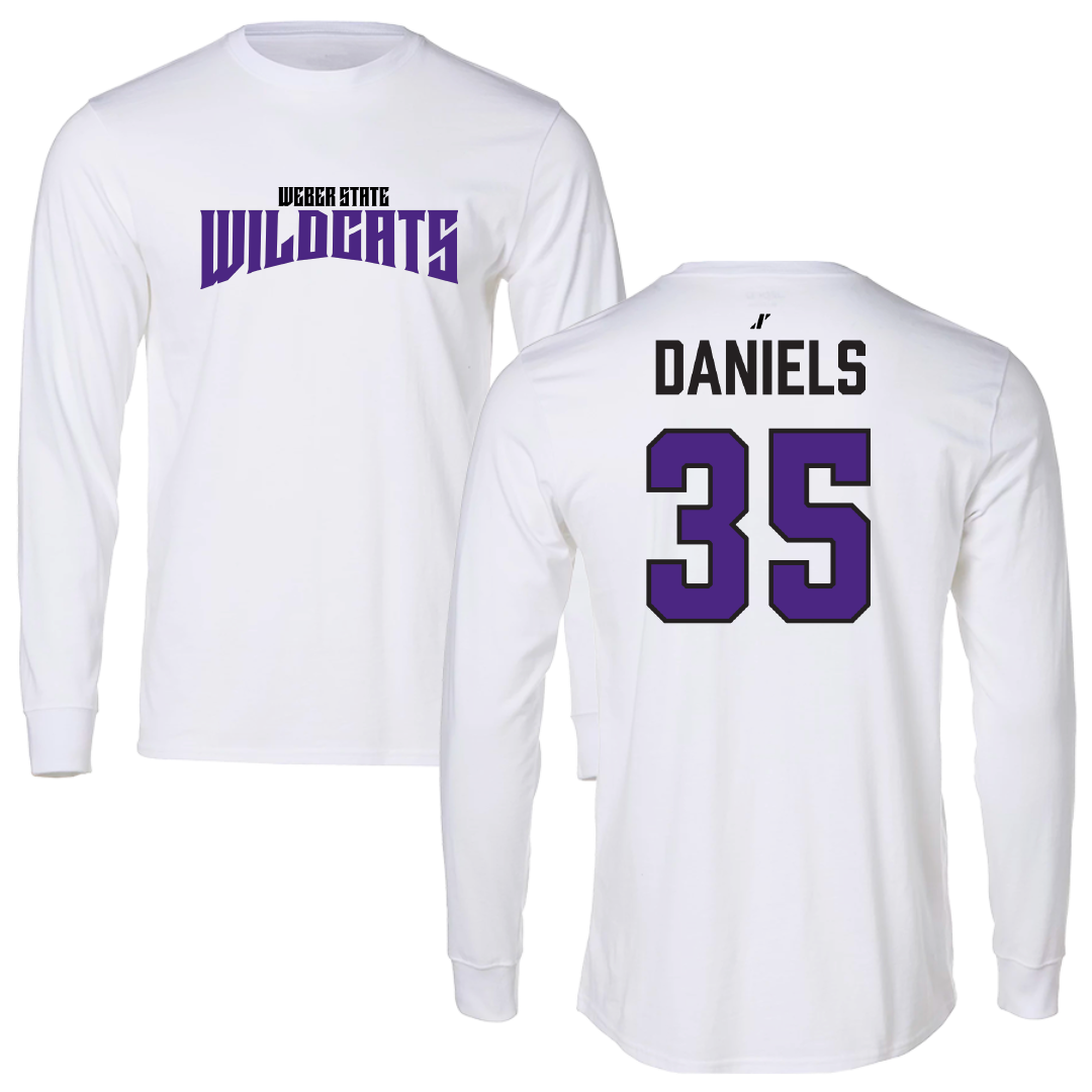 Weber State University Football White Classic Long Sleeve - #35 Rishi Daniels
