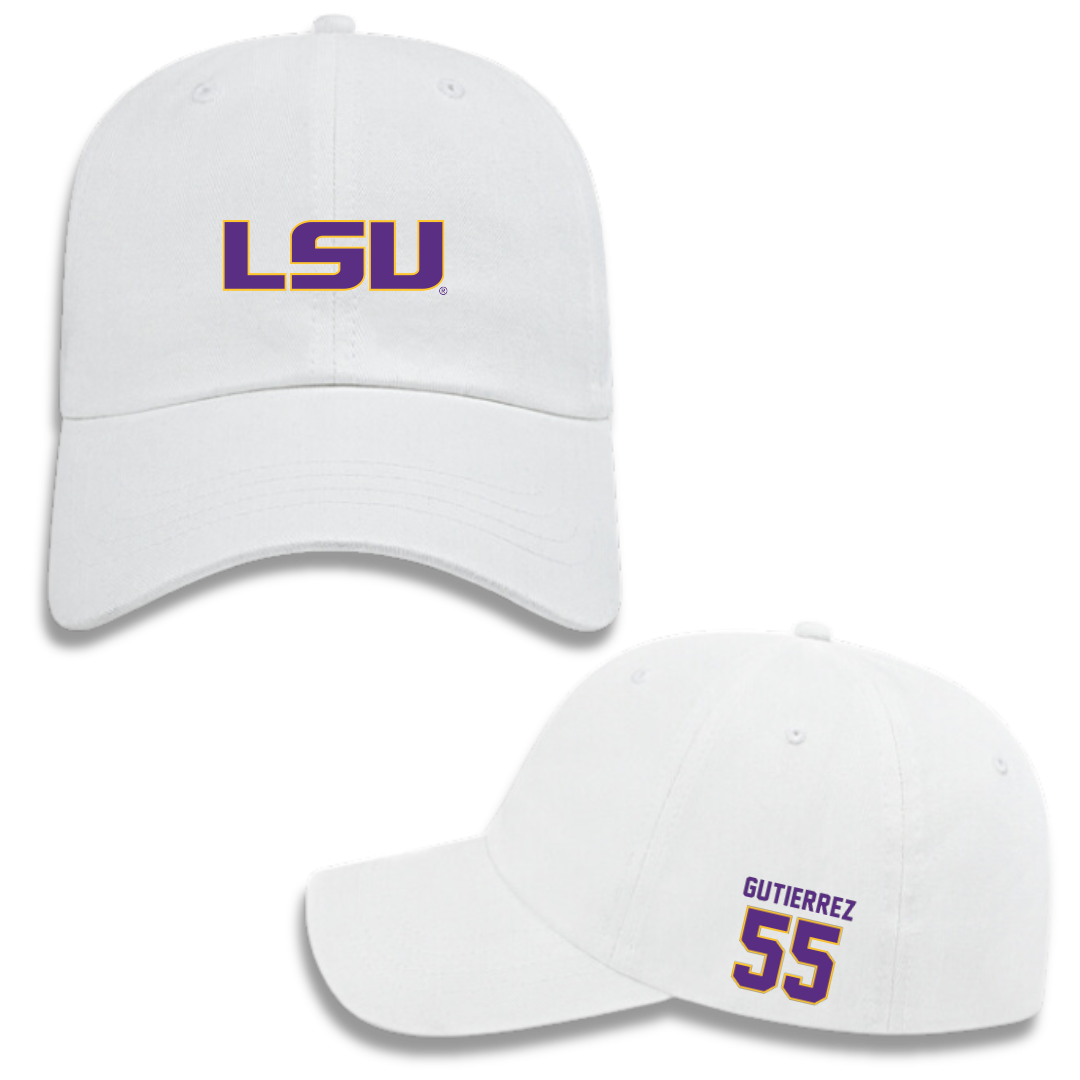 Louisiana State University Softball White Hat - #55 Raeleen Gutierrez