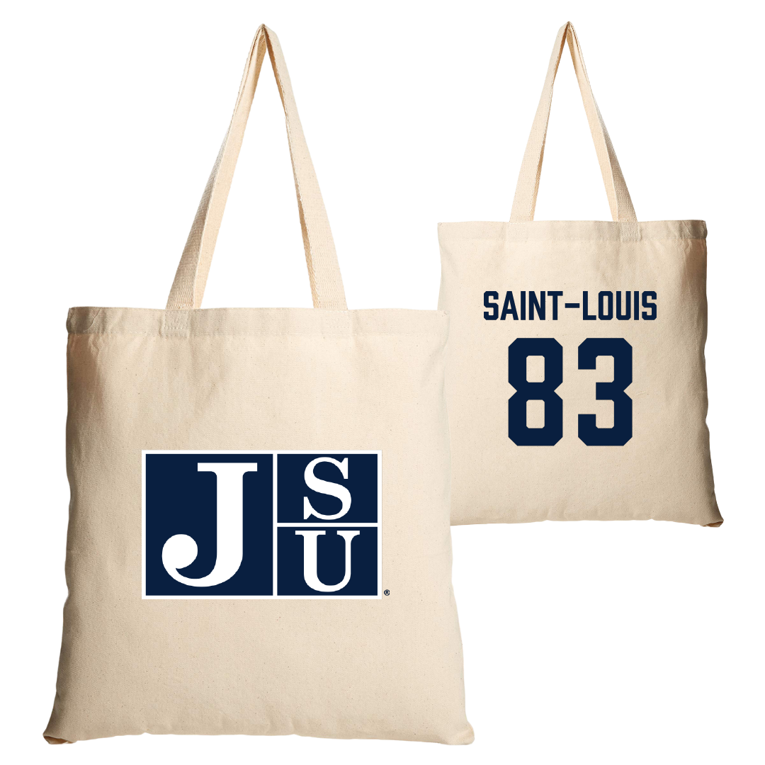 Jackson State University Football Tan Canvas Tote Bag - #83 Sebastien Saint-Louis