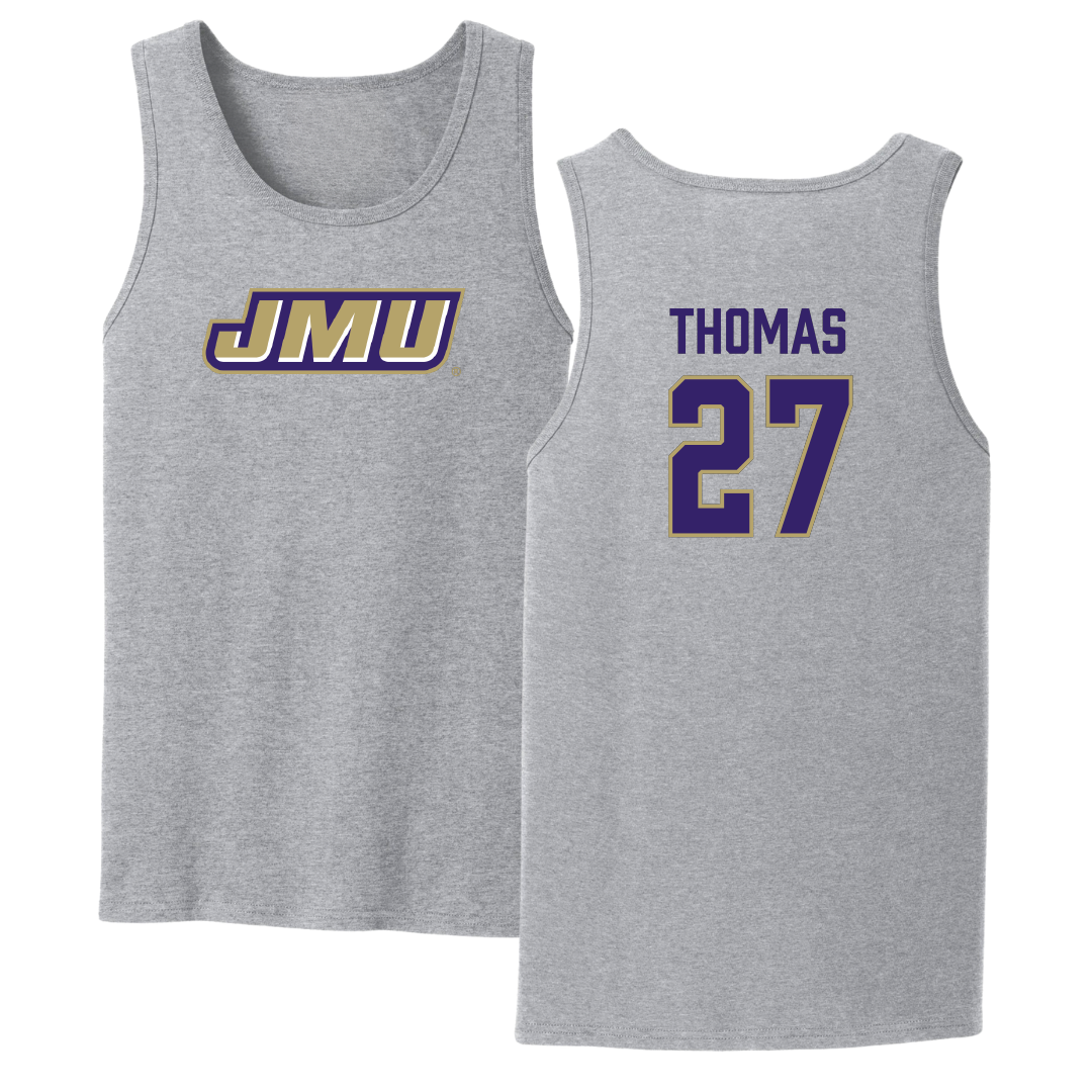 James Madison University Football Sport Gray Tank Top - #27 Jacob Thomas