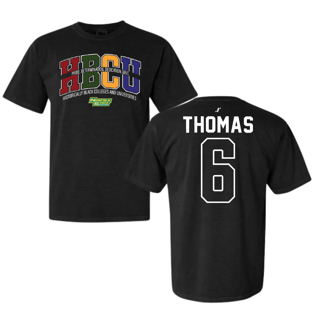 Norfolk State University Basketball Black HBCU Comfort Colors Tee - #6 Jamarii Thomas