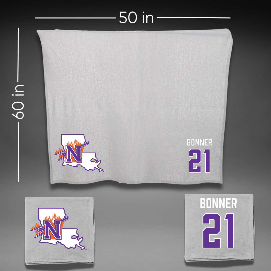Northwestern State University Football Gray Blanket - #21 Ja’Marion Bonner