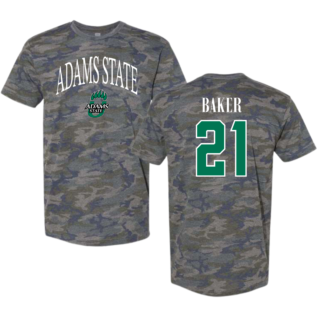 Adams State University Basketball (M) Vintage Camo Tee - #21 Dillan Baker