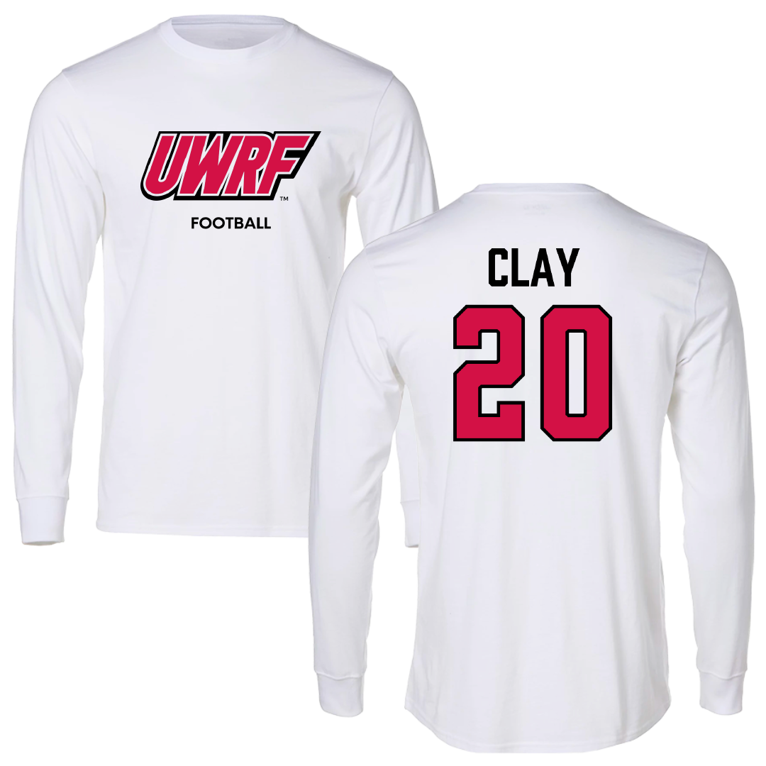 University of Wisconsin-River Falls Football White Long Sleeve - #20 TJ Clay