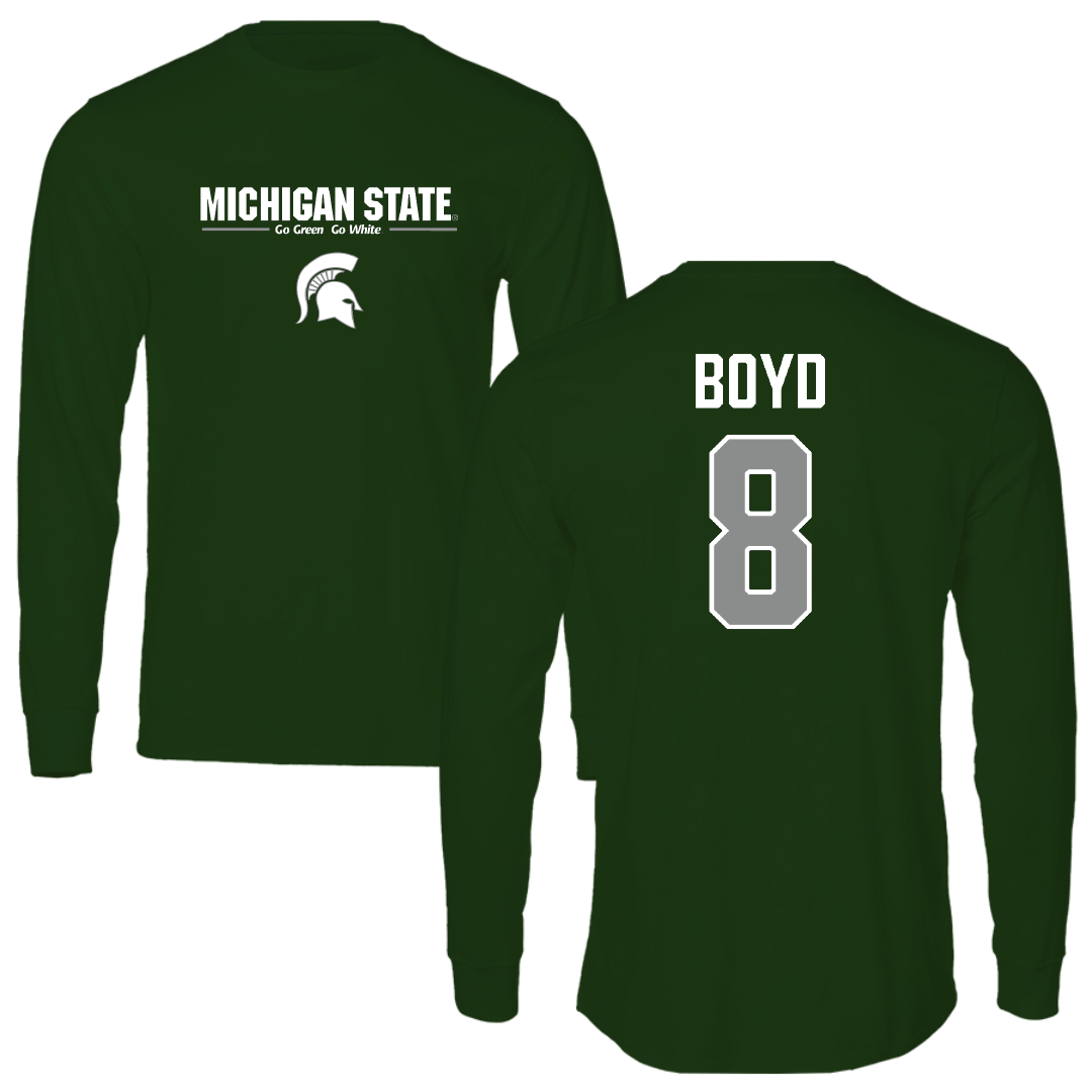 Michigan State University Football Forest Green General Long Sleeve - #8 Evan Boyd