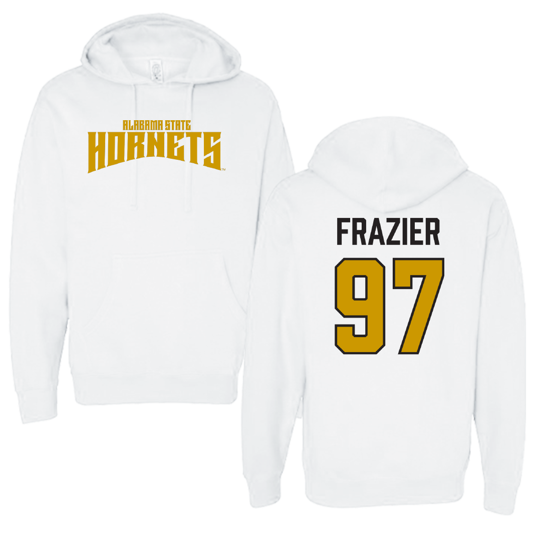 Alabama State University Football White Classic Hoodie - #97 Kendarius Frazier