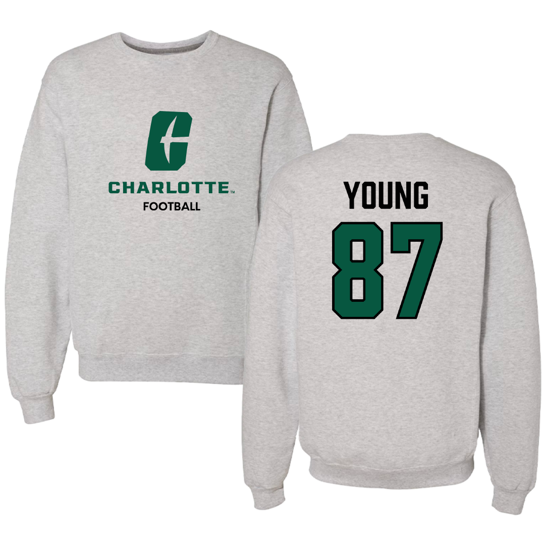 The University of North Carolina at Charlotte Football Light Gray Crewneck - #87 Jake Young