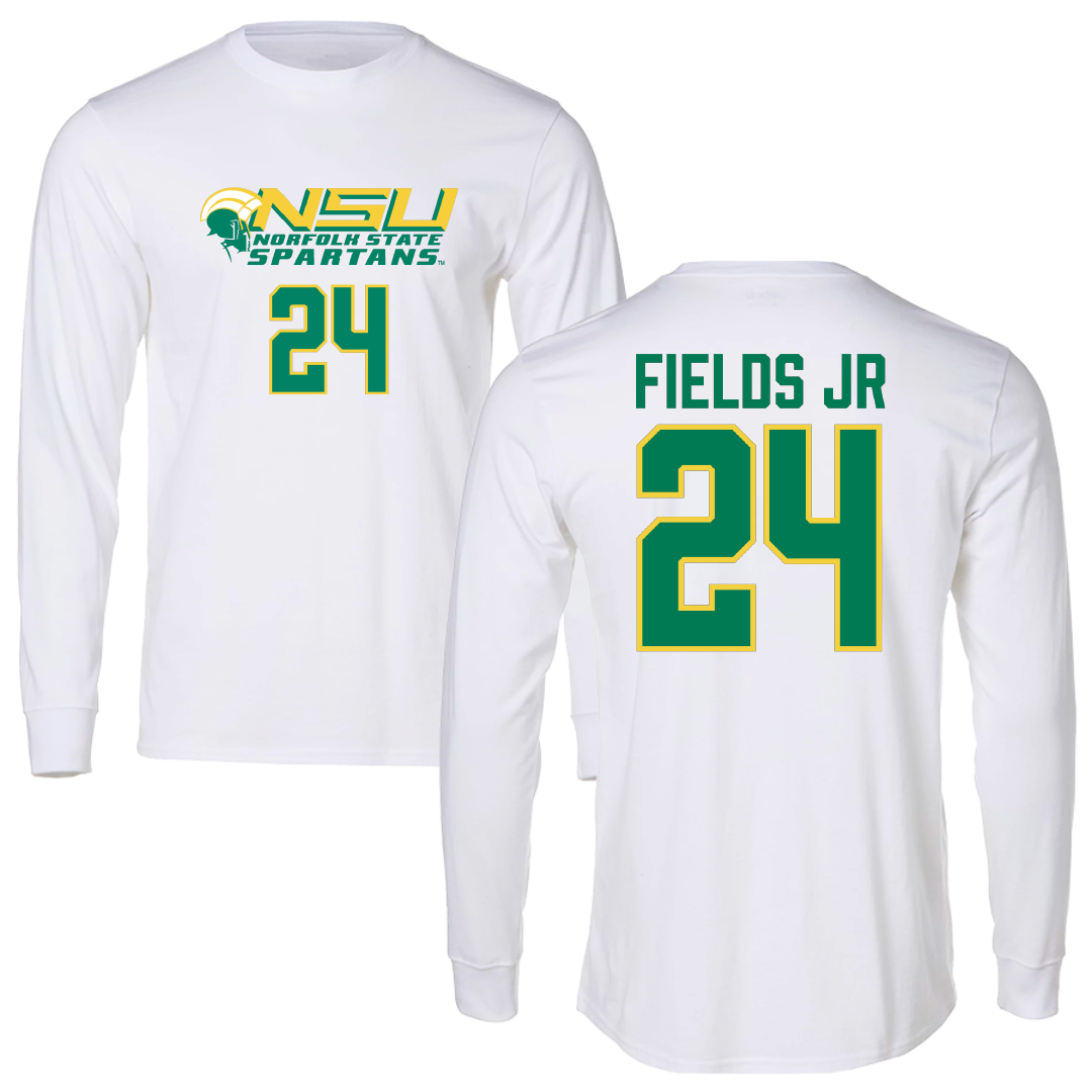 Norfolk State University Basketball White Long Sleeve - #24 Chris Fields Jr