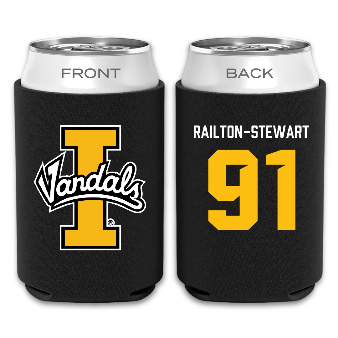 University of Idaho Football Black Can Cooler - #91 Malakai Railton-Stewart