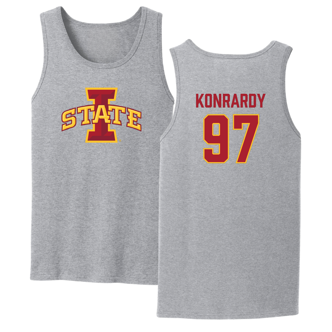 Iowa State University Football Sport Gray Tank Top - #97 Kyle Konrardy