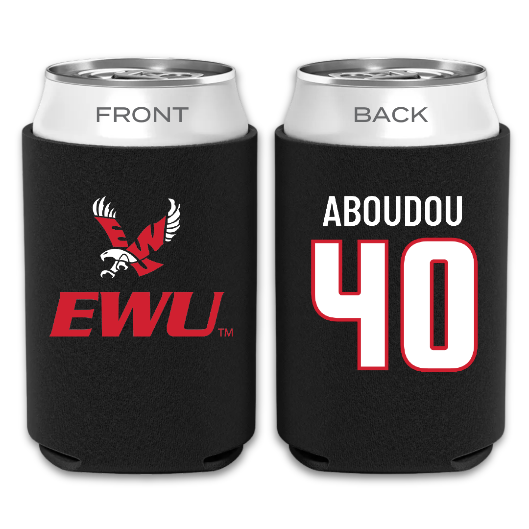 Eastern Washington University Football Black Can Cooler - #40 Amdane Aboudou