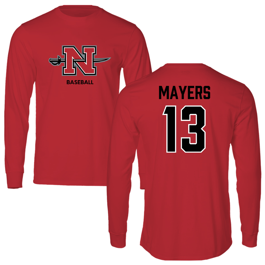 Nicholls State University Baseball Red Mascot Long Sleeve - #13 Jacob Mayers