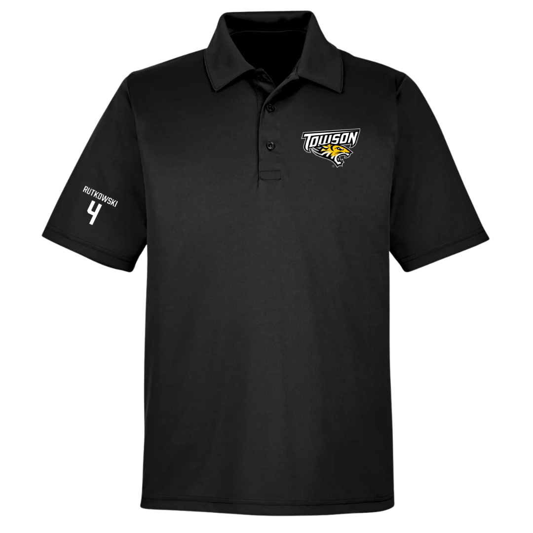 Towson University Football Black Polo - #4 Evan Rutkowski