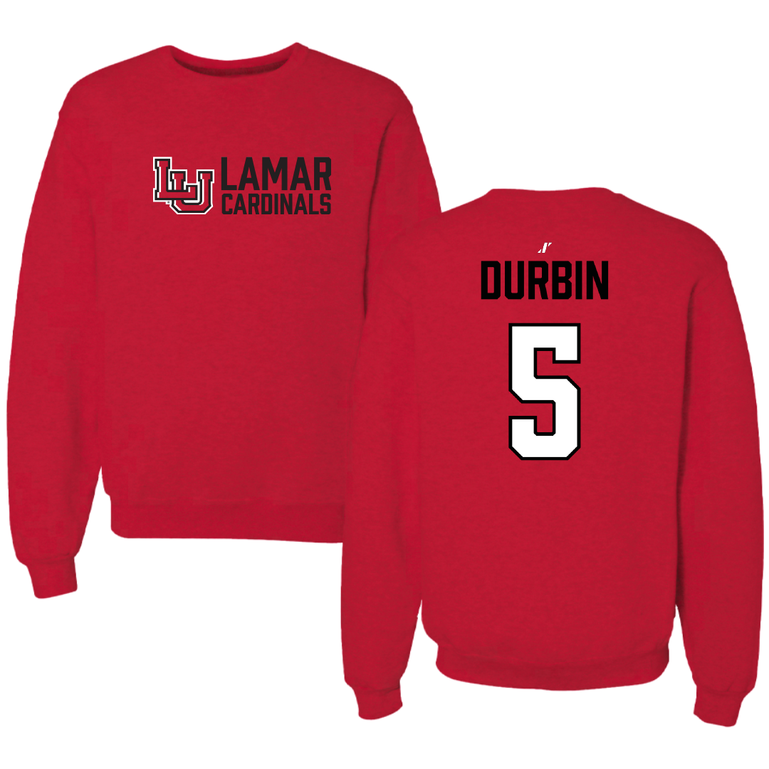 Lamar University Baseball Red General Crewneck - #5 Beau Durbin