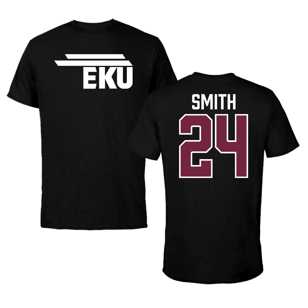 Eastern Kentucky University Football Black Football Performance Tee - #24 Kaden Smith