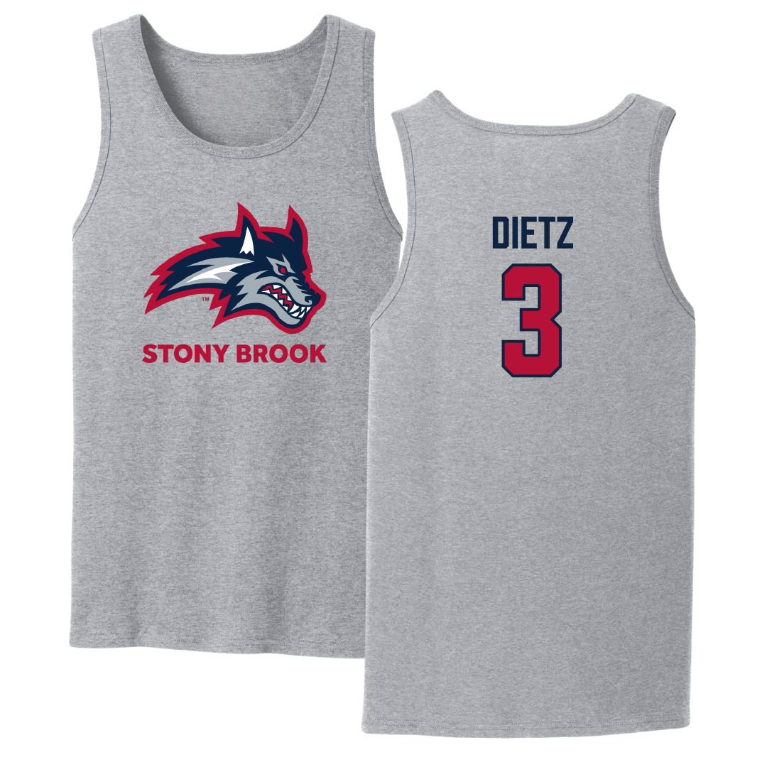 Stony Brook University Football Sport Gray Tank Top - #3 Marqeese Dietz