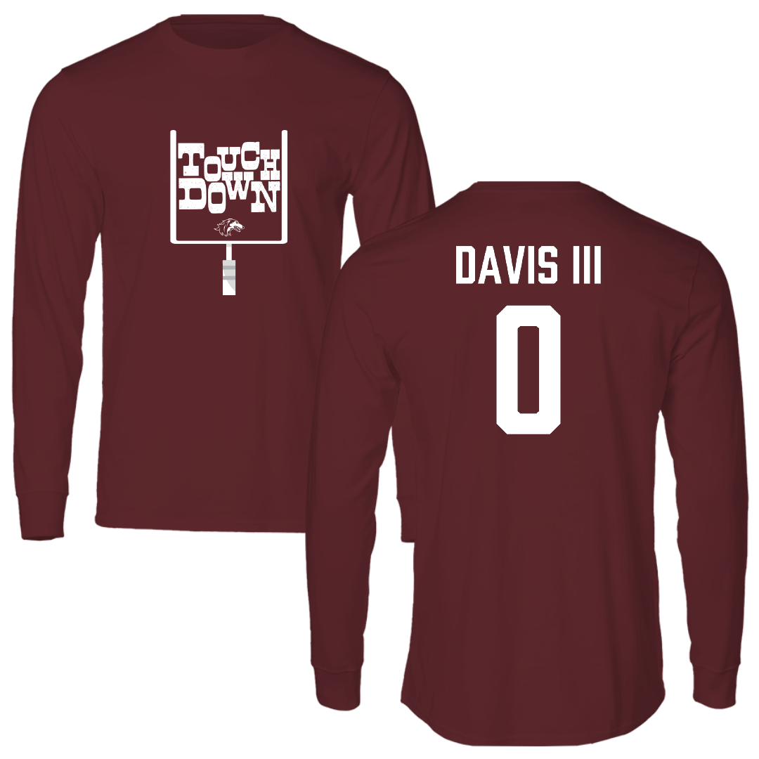 Southern Illinois University at Carbondale Football Maroon Touchdown Long Sleeve - #0 Vinson Davis III